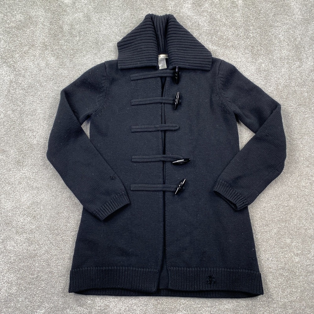 Susana Monaco Merino Wool Knitted Toggle Cardigan Sweater Women's Size S Black